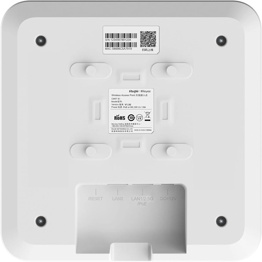 PUNTO DE ACCESO DE TECHO REYEE RG-RAP2260(G)  Wi-Fi 6 AX1800