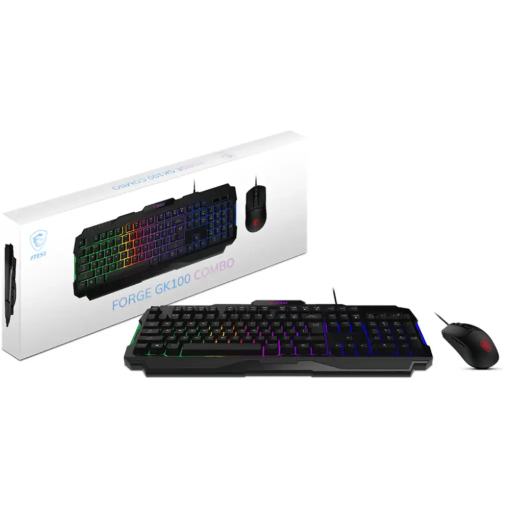 [GK100] TECLADO + MOUSE MSI FORCE  GAMER GK100 RGB  LED 19 TECLAS ANTI-GHOSTING MEMBRANA