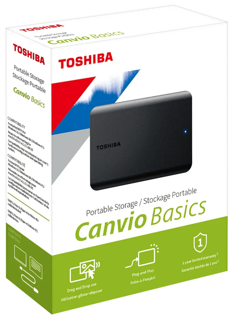 DISCO DURO EXTERNO 2.5" TOSHIBA 4TB USB 3.2 GEN CANVIO BASICS NEGRO