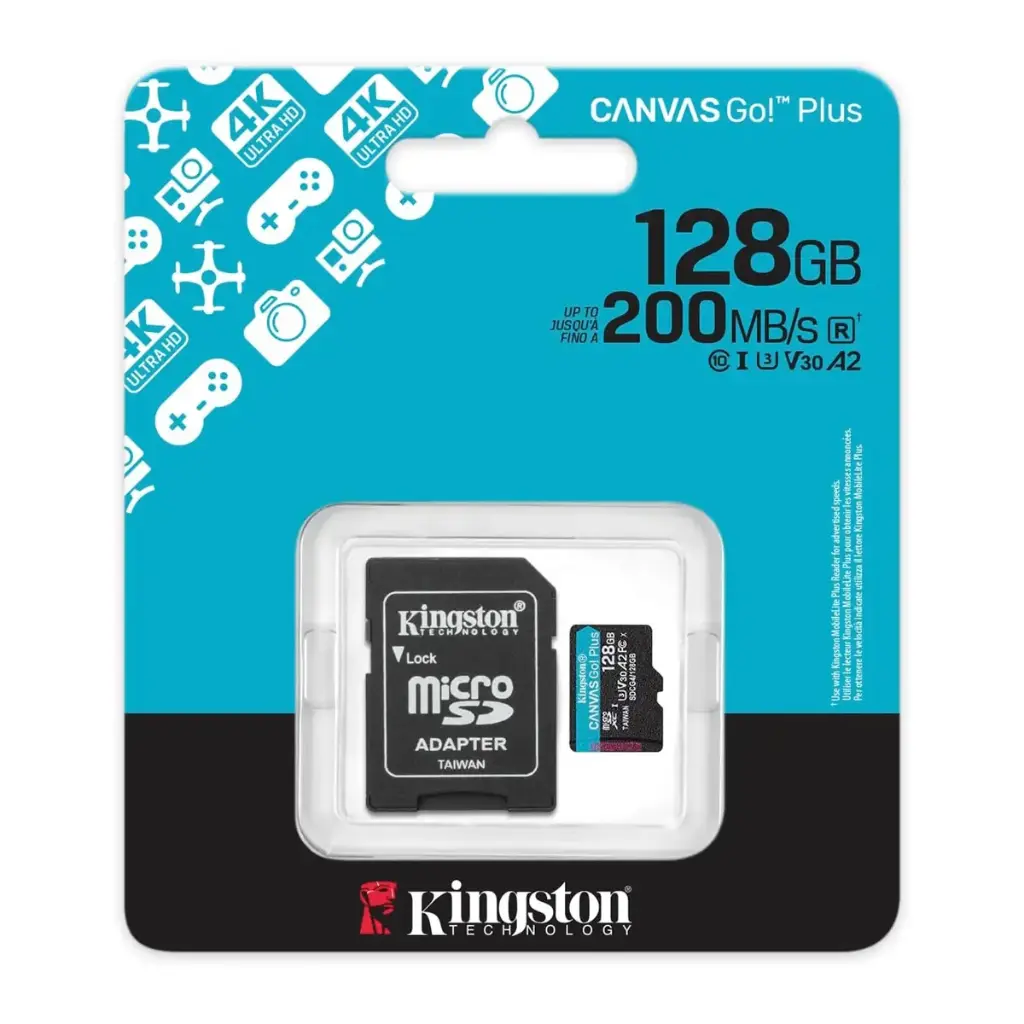 MICRO SD 128GB KINGSTON SDCG4/128GB CANVAS GO PLUS 200MB/S U3 V30 A2
