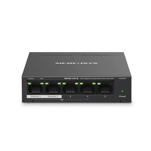 SWITCH MERCUSYS MS105GP 5 PUERTOS GIGABIT 4 POE  CARCASA DE METAL