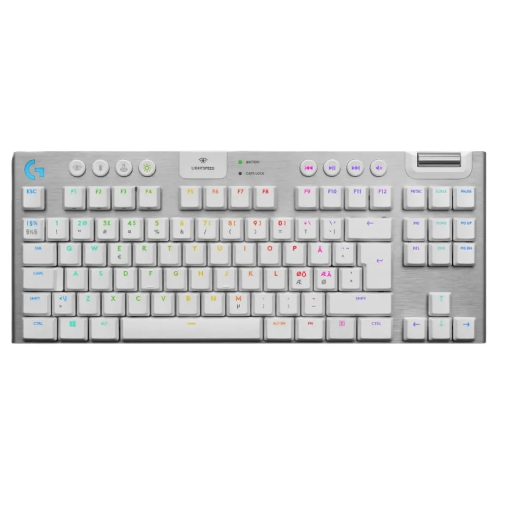 TECLADO LOGITECH G915 TKL INALAMBRICO MECANICO GAMING RGB LIGHTSPEED 40 HORAS BLANCO