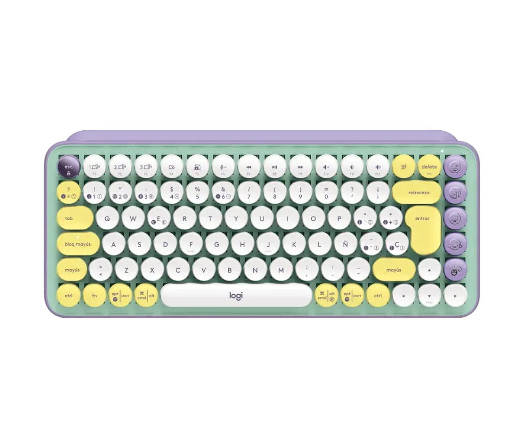 TECLADO LOGITECH POP KEYS INALAMBRICO MECANICO LIGHTSPEED BLANCO CON AMARILLO