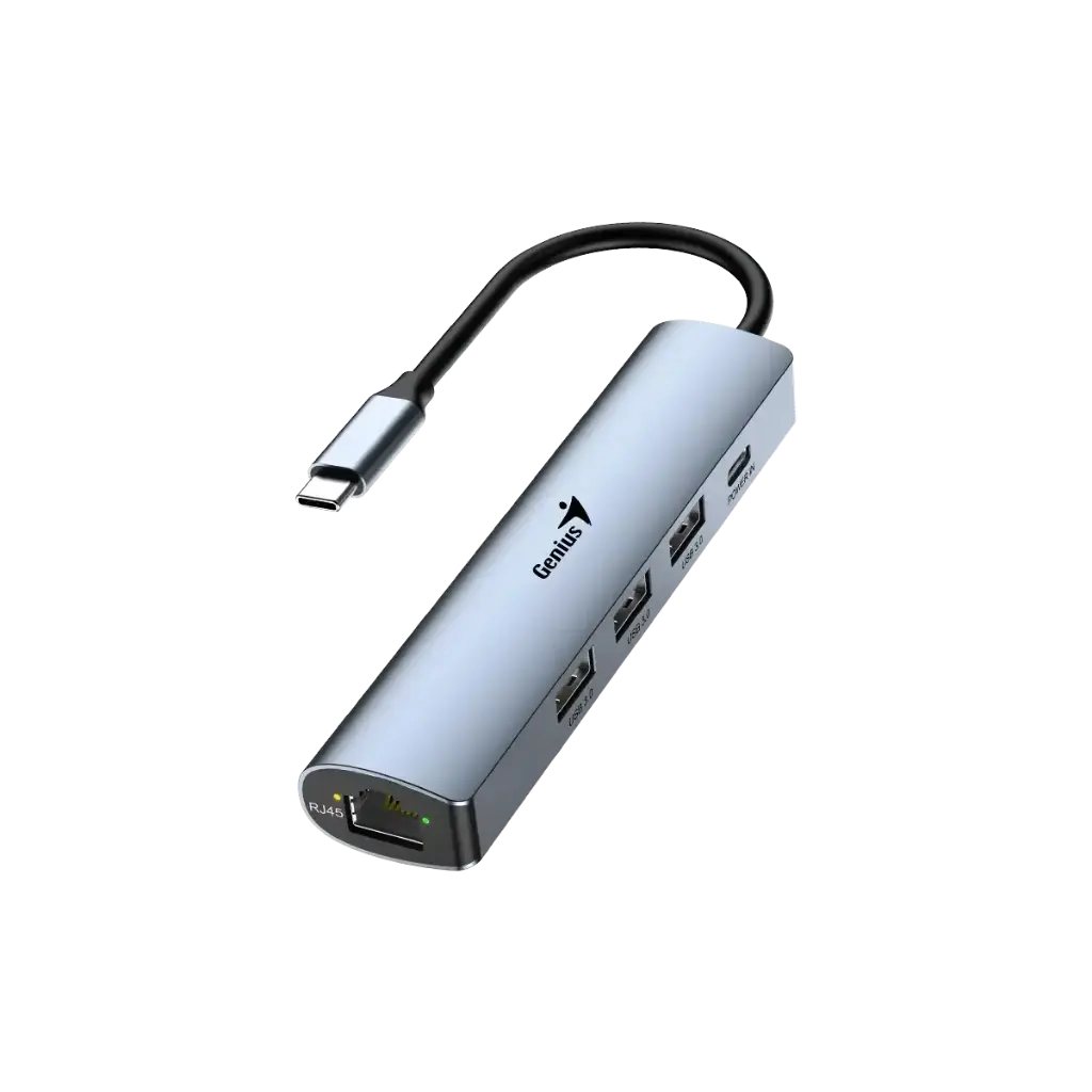 HUB GENIUS UH545 USB-C A 5 PUERTOS  3*USB-A  1* USB- C  1*RJ45 GE WIN 10  11  MAC