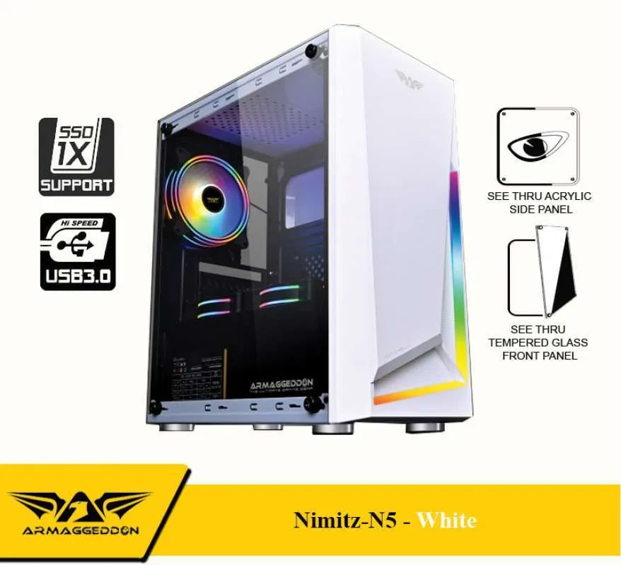 CASE GAMER ARMAGGEDDON NIMITZ N5 AURORA  20" WXGA PANEL LATERAL DE VIDRIO TEMPLADO MICRO-ATX