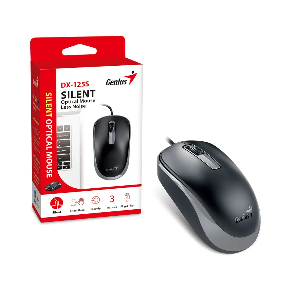 MOUSE GENIUS DX-125S ALAMBRICO 1200DPI OPTICO SILENCIOSO