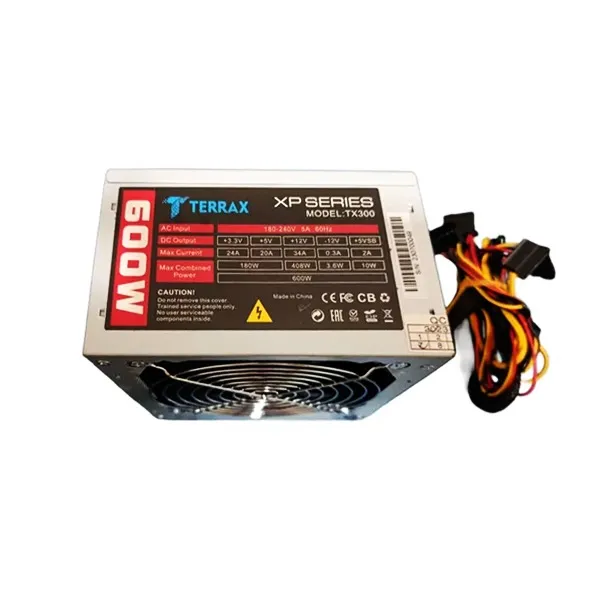 FUENTE PODER TERRAX 600W MODEL TX300 CAJA INCLUYE CABLE DE PODER