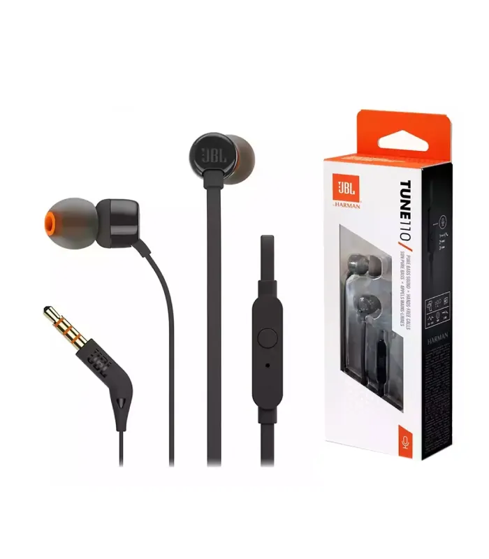 AUDIFONO + MICROFONO JBL TUNE 110 INTRAAURALES AUXILIAR 3.5 NEGRO