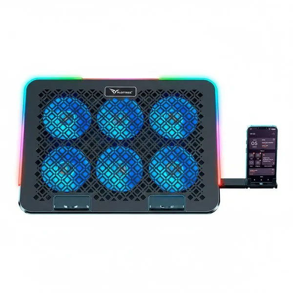 [VENDEVALS6] VENTILADOR PARA LAPTOP VENDAVAL S6 RGB″ CON 6 VENTILADORES LED AZULES  ÁNGULO AJUSTABLE CONTROL DE VELOCIDAD 2 PUERTOS USB | SOPORTE DE CELULAR