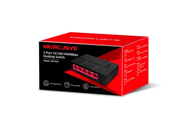 SWITCH MERCUSYS MS105G 5 PUERTOS 10/100/1000 GIGABIT ETHERNET NEGRO