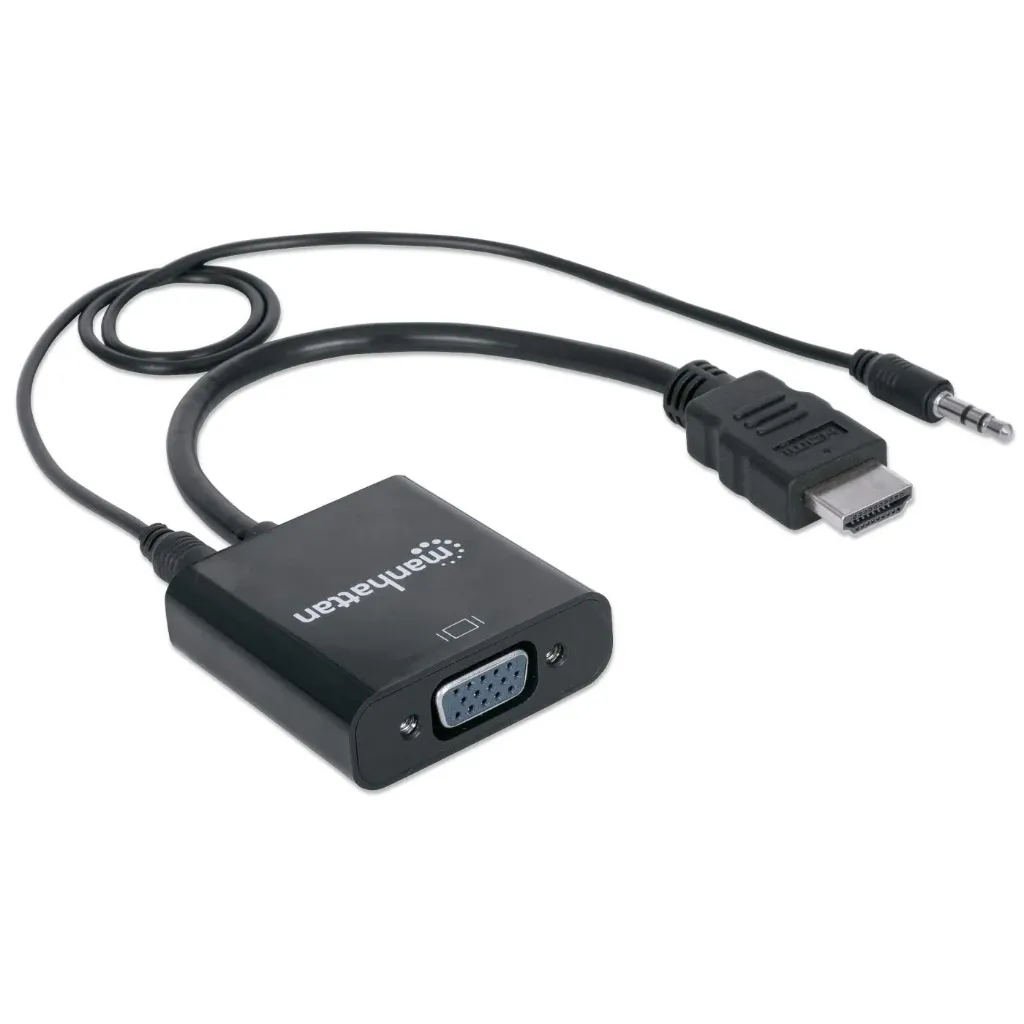 [151559] CONVERTIDOR MANHATTAN HDMI MACHO A VGA HEMBRA + AUDIO SKU: 151559