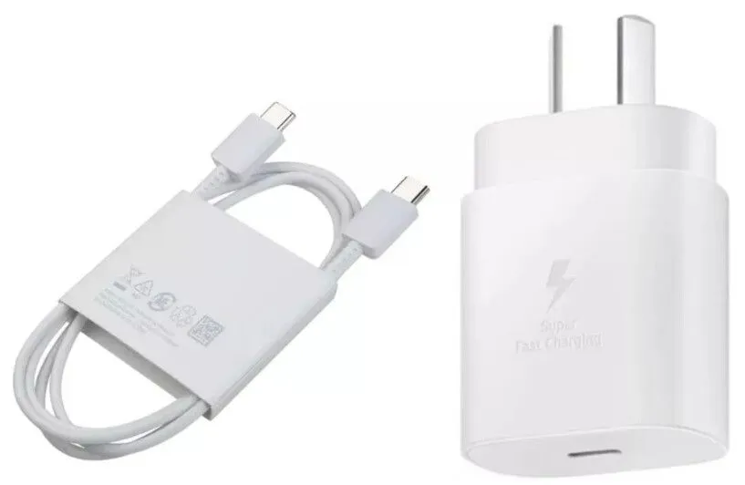 [EP-TA800+EP-DN980] CARGADOR + CABLE SAMSUNG TIPO C A TIPO C 25W ORIGINAL BLANCO