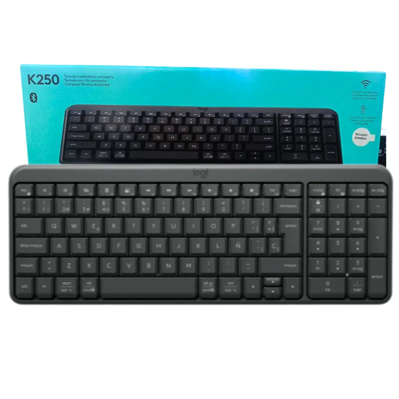 TECLADO LOGITECH K250 INALÁMBRICO GRIS 1 AÑO DE GARANTIA