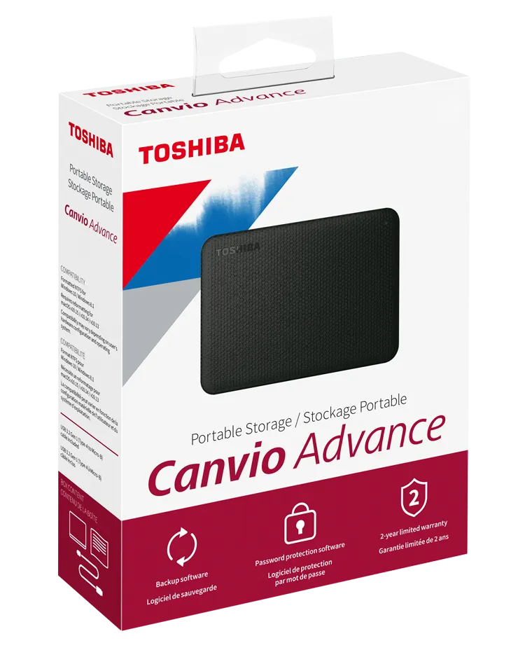 DISCO DURO EXTERNO TOSHIBA 1TB 2.5" USB3.0 CANVIO ADVANCE NEGRO