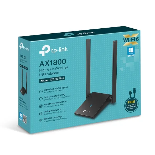 ADAPTADOR TP-LINK USB A WIFI ARCHER TX20U PLUS AX1800 Wi-Fi 6