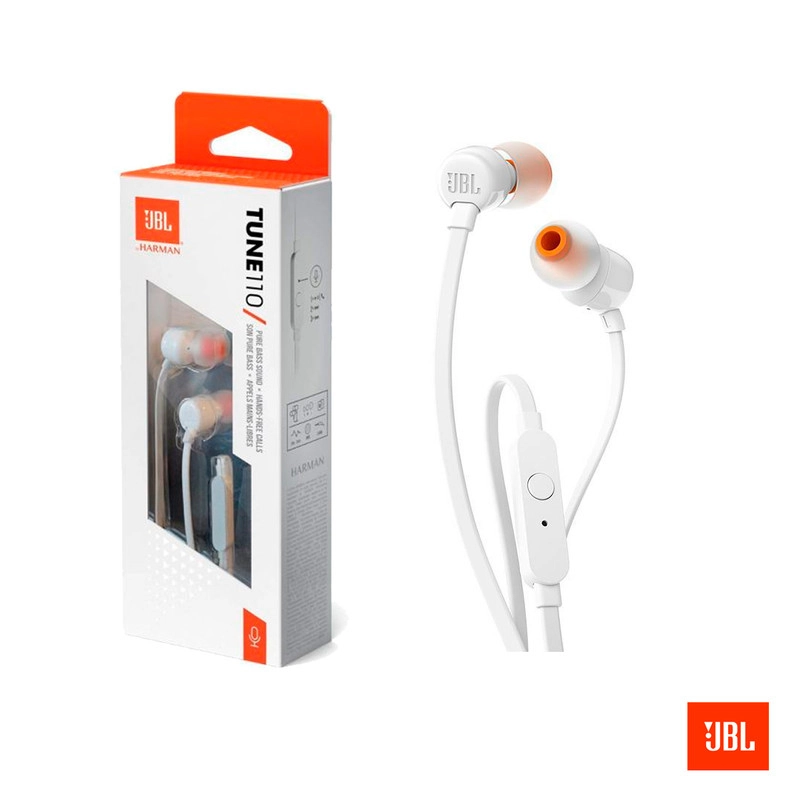 AUDIFONO + MICROFONO JBL TUNE 110 INTRAAURALES AUXILIAR 3.5 BLANCO