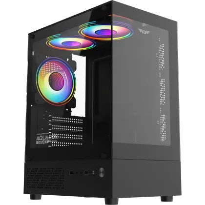 CASE GAMER ARMAGGEDDON AQUARON DUPLEX 2 CHROMA 3X VENTILADORES CHROMA MATX NEGRO