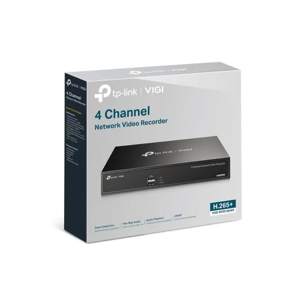 GRABADORA TP-LINK VIGI NVR1004H/4 CANALES/1 RJ45 /1 HDMI Y 1 VGA/1 DISCO DE 10TB