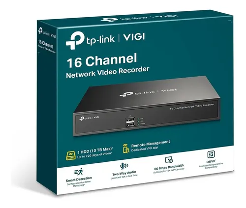 [Nvr-2016h] GRABADOR NVR TP-LINK VIGI-NVR2016H 16 CANALES 2 USB / HDMI /VGA /RJ45 / 2 RANURAS HDD 10TB / 4K