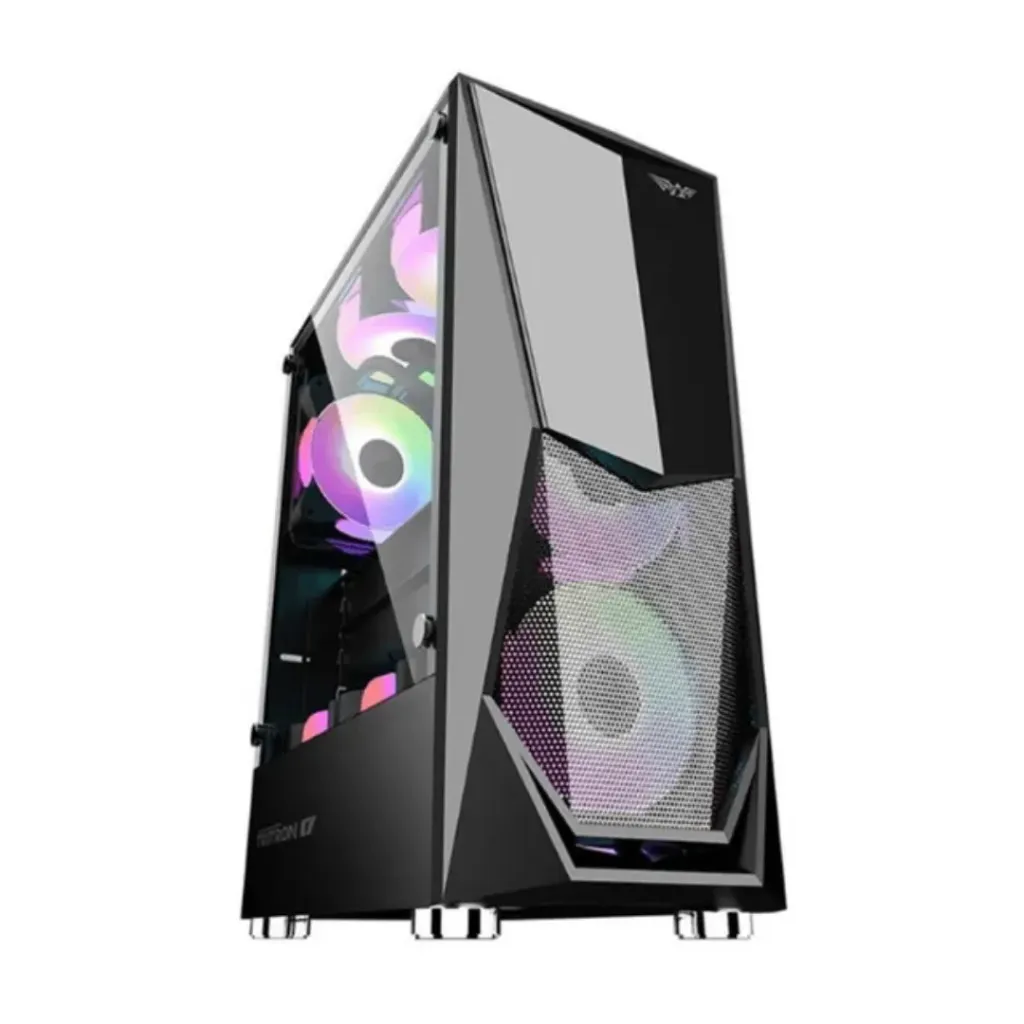 CASE ARMAGGEDDON TRITRON 1 NEGRO CON PANEL DE VIDRIO TEMPLADO 3 VENTILADORES ARGB ATX/MATX/ITX