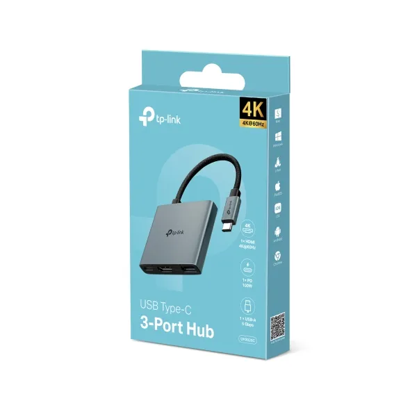 HUB TP-LINK UH3020C USB-C 3 EN 1 USB-C A 1*HDMI 4K 1*C PD 100W 1*USB-A 5GBPS
