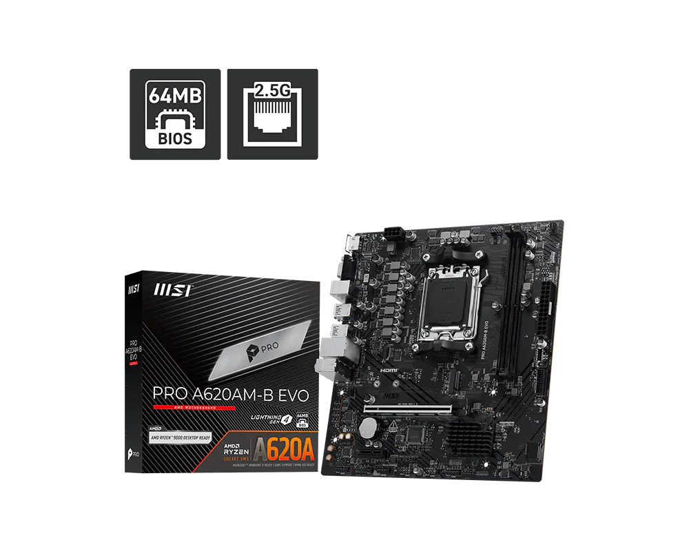 MOTHERBOARD MSI AMD PRO A620AM-B EVO SOCKET AM5 DDR5