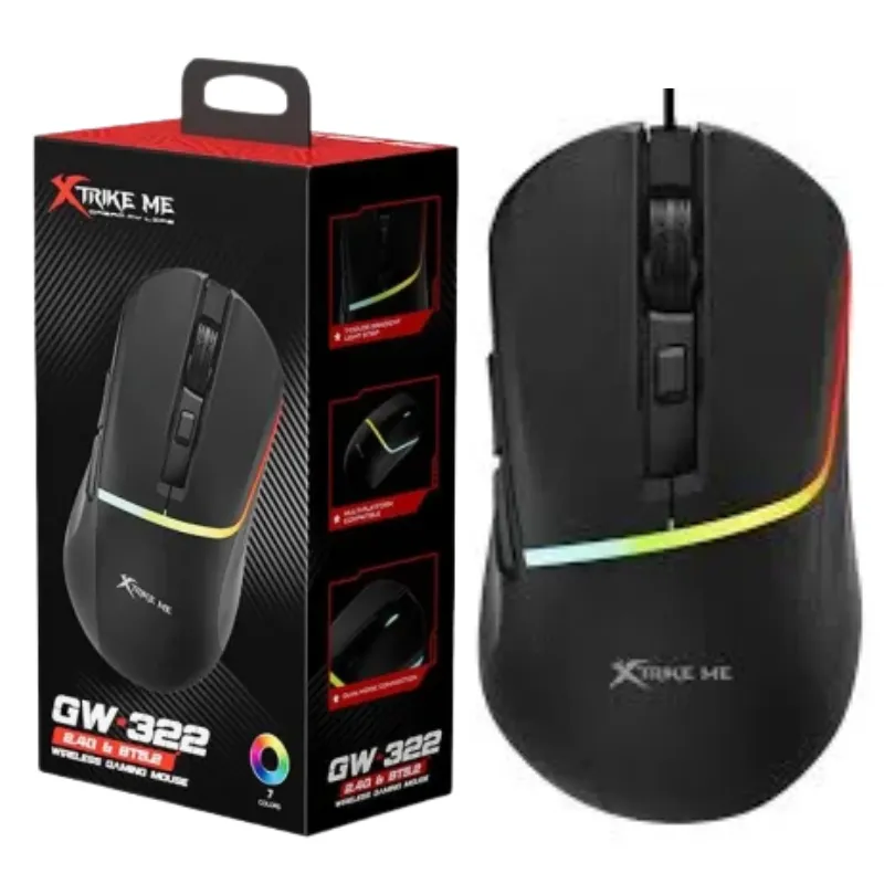 [GW-322] MOUSE XTRIKE ME GW-322 6 BOTONES DPI 3200 CONECTIVIDAD BLUETOOTH 5.2 MEDIANTE RECECTOR USB 2.4GHZ BOTONES Y CLICS SILENCIOSOS