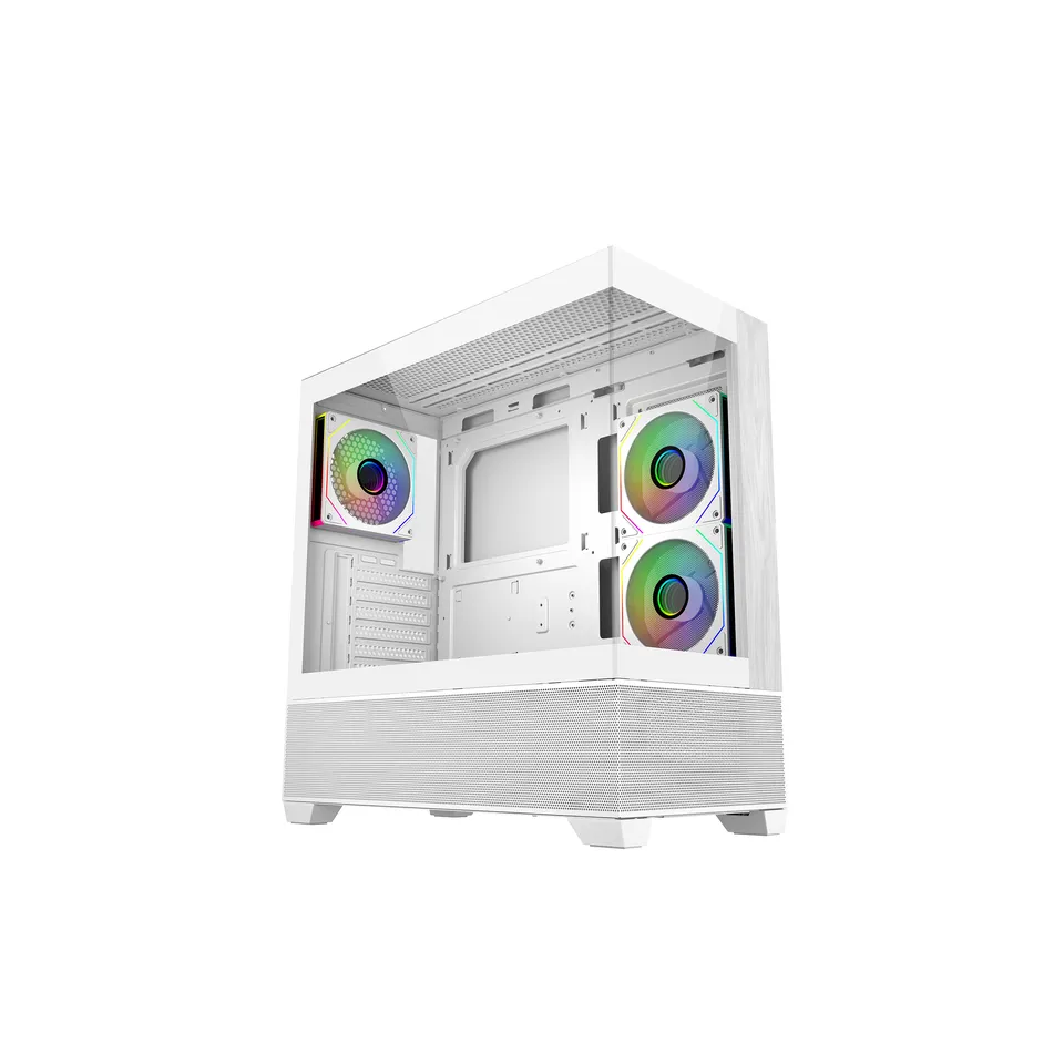 CASE COOLER MASTER MID TOWER ELITE 690 WHITE/ WOOD VIDRIO TEMPLADO LATERAL IZQUIERDO 2 VENTILADORES ARG ITX / Micro-ATX / ATX