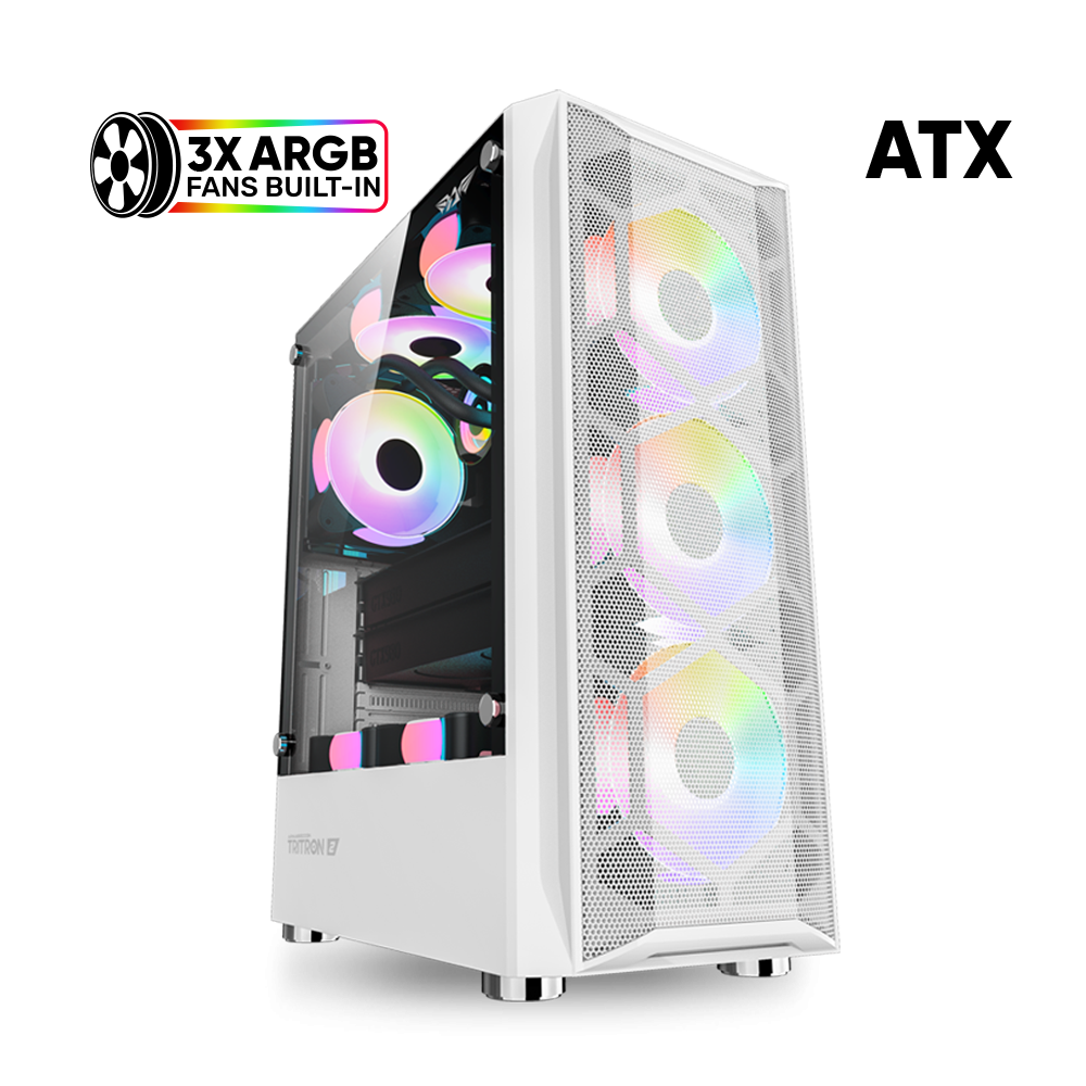 [TRITRON-2-WH] CASE GAMER ARMAGGEDDON TRITRON 2 PANEL DE VIDRIO TEMPLADO 3 VENTILADORES ARGB ATX/MATX/ITX BLANCO