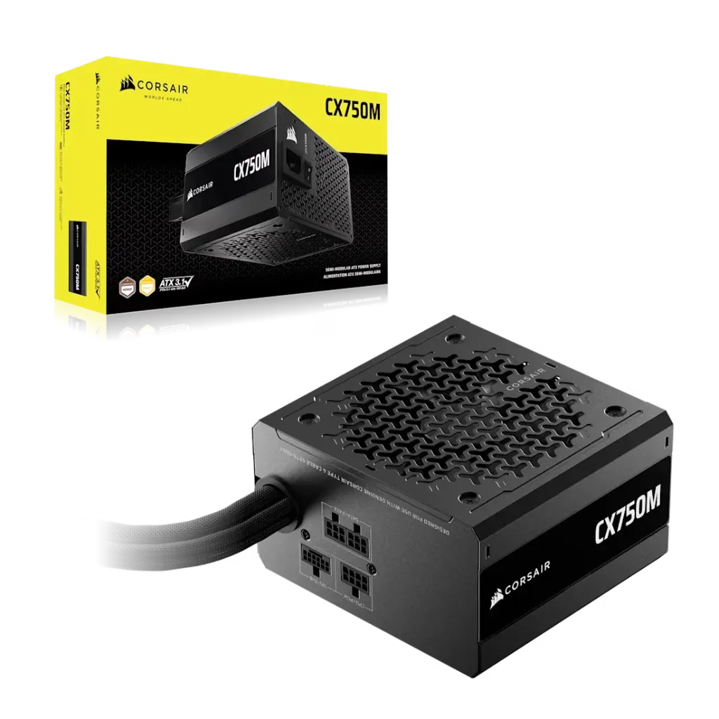 FUENTE DE PODER CORSAIR CX750M 750W ATX 3.1 SEMIMODULAR 80 PLUS BRONCE VENTILADOR 120MM