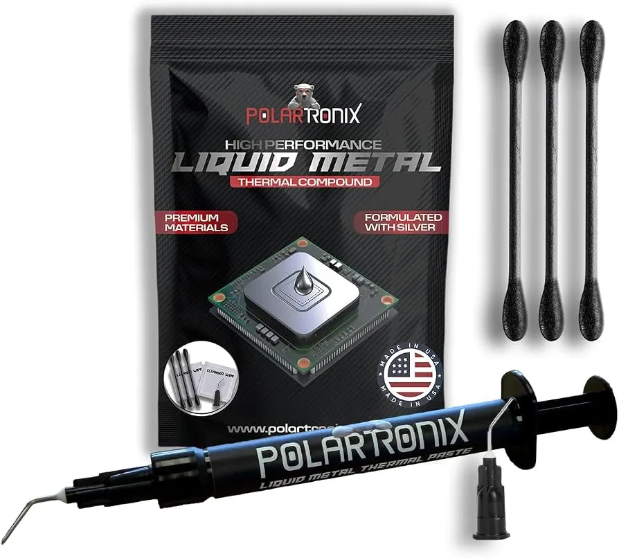 PASTA TÉRMICA METAL LÍQUIDO THERMAL COMPOUNT POLARTRONIX / 1 GRAMO SET + APLICADORES EXTRA PARA ENFRIAR LA CPU, GPU  (COMBO DE 1G) FABRICADO EN EEUU