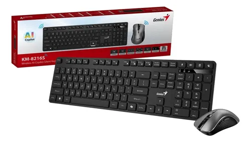 TECLADO + MOUSE GENIUS KM-8216S  WIRELESS INALAMBRICO NEGRO SILENCE RF 2.4GHZ