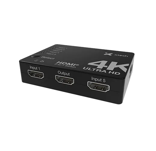 [XHA-430] SWITCH DE VIDEO XTECH XHA-430 5 PUERTOS HDMI 4K 3840*2160 30HZ CON CONTROL REMOTO