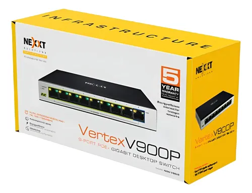 SWITCH NEXXT VERTEX V900P 9 PUERTOS POE+ GIGABIT 60W NSW-V900P