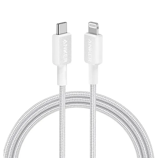 CABLE ANKER 322 A81B6 USB-C A LIGHTNING 1.8M 6FT CARGA RAPIDA TRENZADO BLANCO