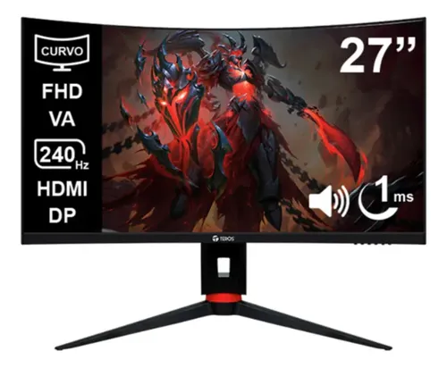 MONITOR TEROS GAMING TE-2764G CURVO FHD 1920X1080 240HZ  1MS AUDIO OUT 2HDMI 2DP