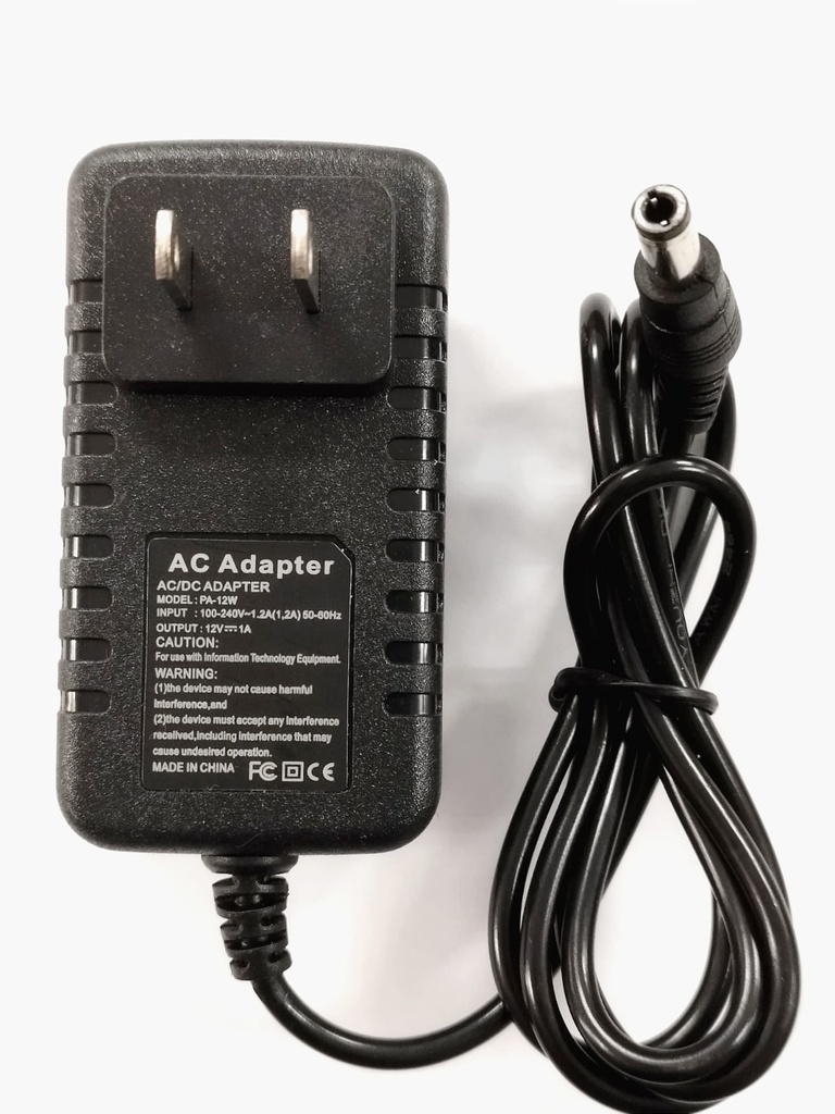 ADAPTADOR 12V 1 AMP AC/DC INTEL FIJO PLUG 2.5 PARA CAMARA DE SEGURIDAD