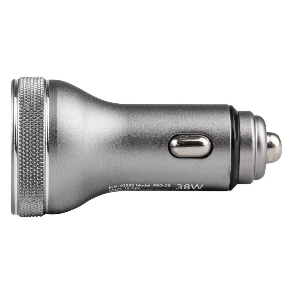 CARGADOR PARA CARRO SALIDA 36W/ DOBLE CARGA USB-C Y USB 5V 3AM/9V 2AM/12V 1.5AM 