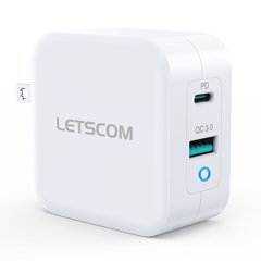 ADAPTADOR DE CORRIENTE USB-A Y USB-C P45-1C1Q 65W LETSCOM