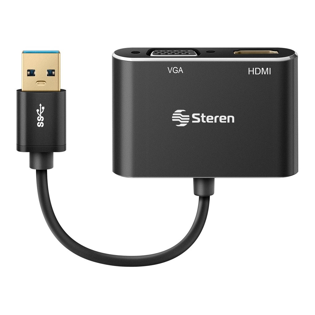 ADAPTADOR STEREN USB 3.0 A HDMI / VGA FHD 1080 SKU: COM-476