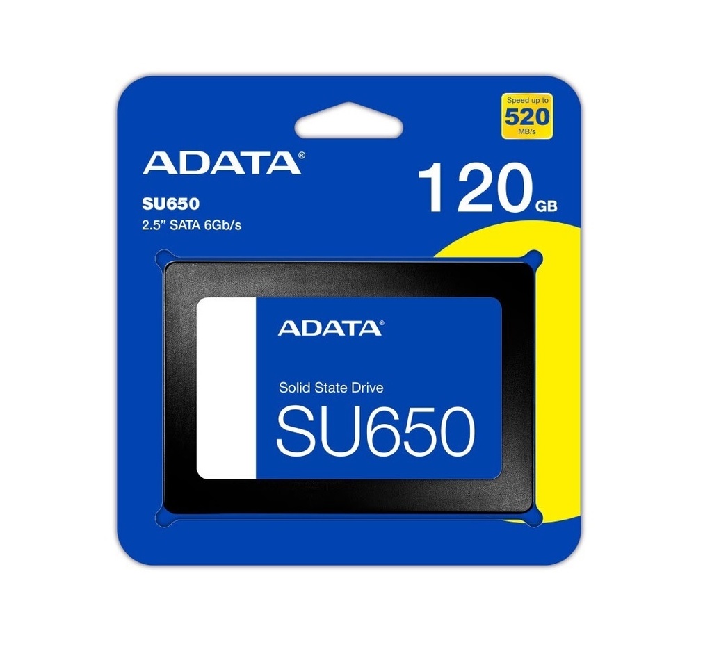 DISCO DE ESTADO SOLIDO ADATA 120GB SU650 2.5"  SATA 6GB/S 3D NAND LECTURA 520MB/S ESCRITURA 450MB/S