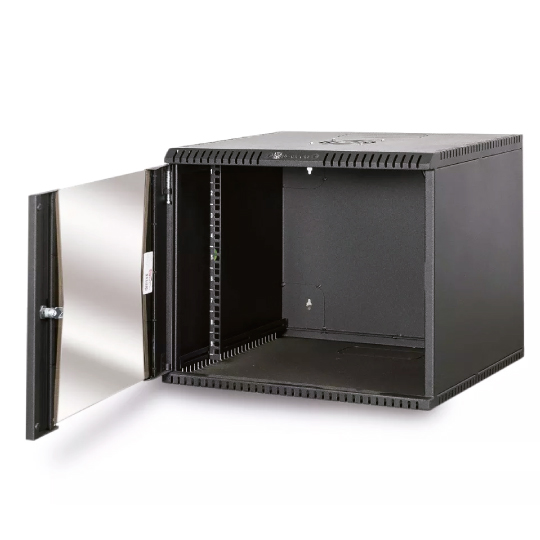 GABINETE RACK CERRADO BEAUCOUP 6UR SKU: I-1070-N COLOR NEGRO/ PUERTA DE VIDRIO
