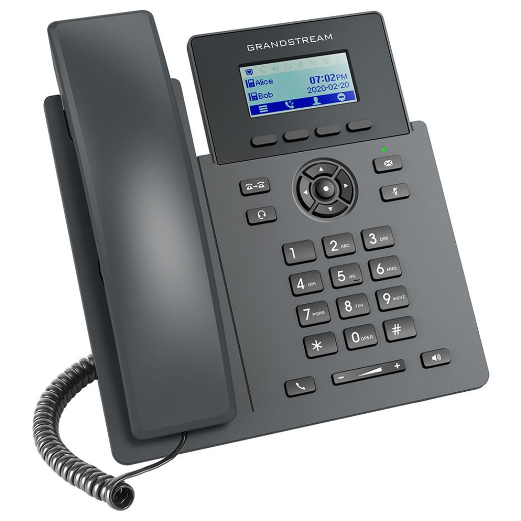 GRANDSTREAM GRP2601 TELEFONO IP SKU: GRA5099 Telefono IP 2 cuenta SIP, Pantalla LCD de 132x48 pixel, Altavoz, agenda 2000 contactos, historial 800 registros, conferencia 5 vias, doble puerto red 10/100, incluye fuente 5V