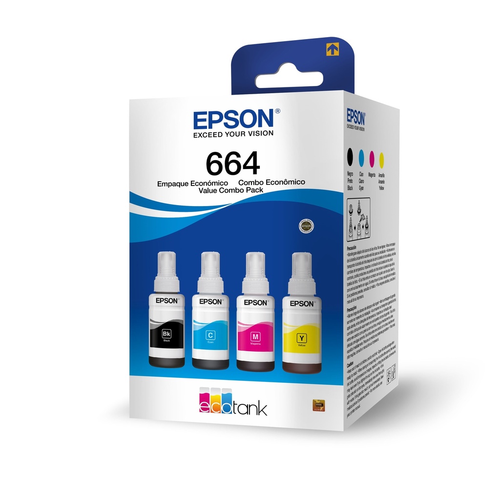 KIT BOTELLAS EPSON T664520 4 COLORES BLACK/CYAN/MAGENTA/YELLOW