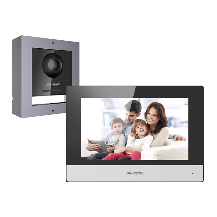 KIT DE VIDEO PORTERO IP HIKVISION DS-KIS602  ESTACION DE PUERTA CON CAMARA 2 MP DS-KD8003-IME1 + PANTALLA DS-KH6320-WTE1 / MICROFONO Y ALTAVOZ