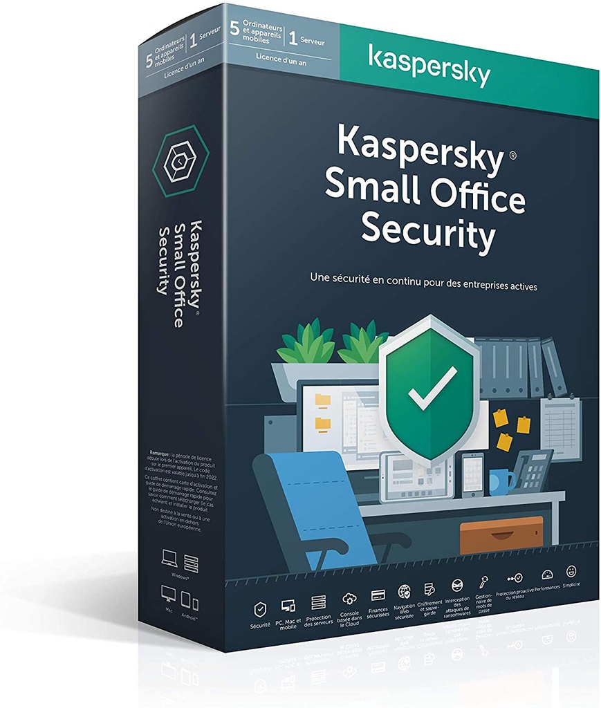 LICENCIA ANTIVIRUS KASPERSKY SMALL OFFICE SECURITY PARA SERVIDOR 5 PC-1 SRV 1 AÑO KL4541DDEFS