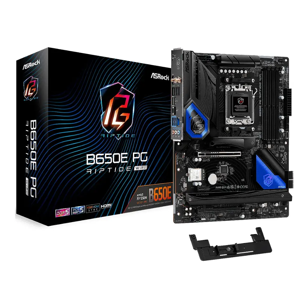 MBO ASROCK B650E PG RIPTIDE WIFI AMD5 HDMI 4XDDR5 15USB 4SATA3 PCIE2X16-1X1 M.2 ATX