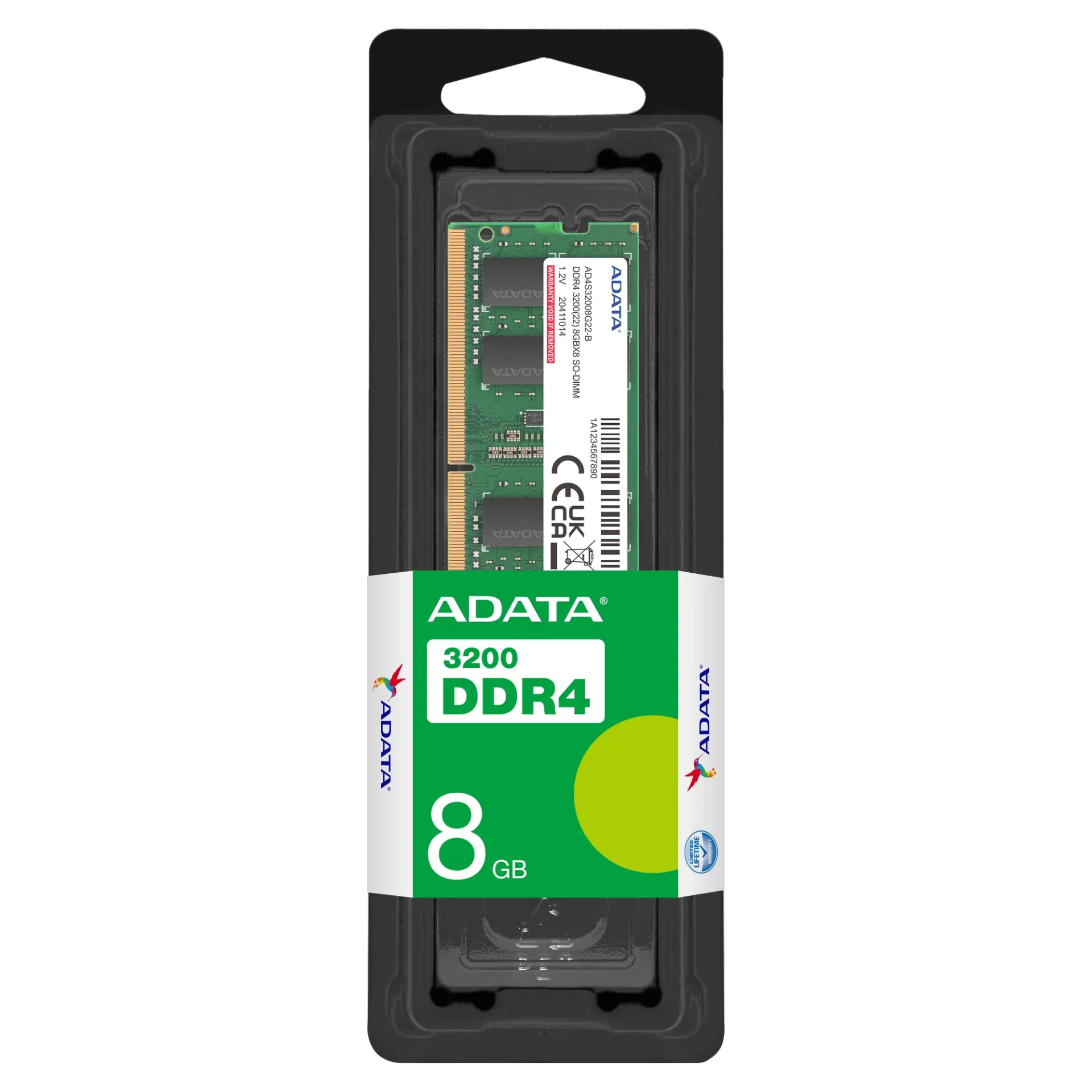 MEMORIA PARA LAPTOP ADATA 8GB DDR4 3200 MHZ PC4-25600 AD4S32008G22-SGN
