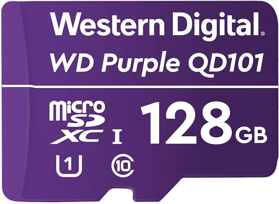MICRO SDXC 128GB WESTERN DIGITAL PURPLE UHS-I QD101 PARA CCTV WDD128G1P0C