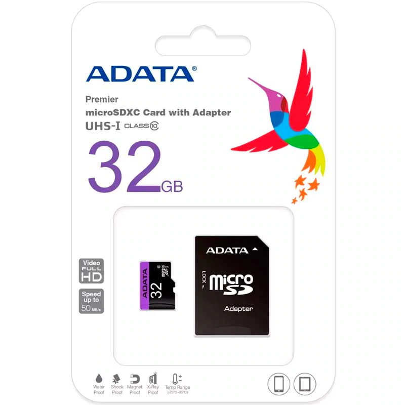 MICRO SD 32GB ADATA CLASE 10 UHS-I CLASE 10 FHD